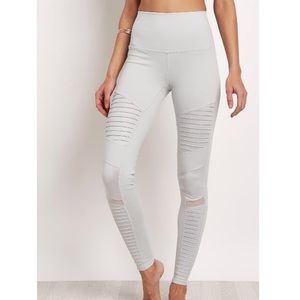 ALO Yoga High Waisted White Moto Legging